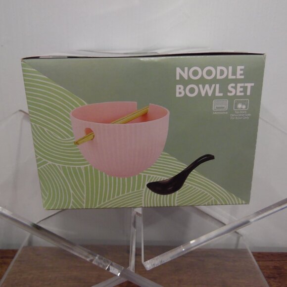 Noodle Bowl Set Matching With Chopsticks & Spoon Pink - Picture 3 of 5